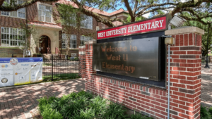 West University Elementary Marquee in the West U neighborhood of Houston - A symbol of academic excellence and community pride in West University Place